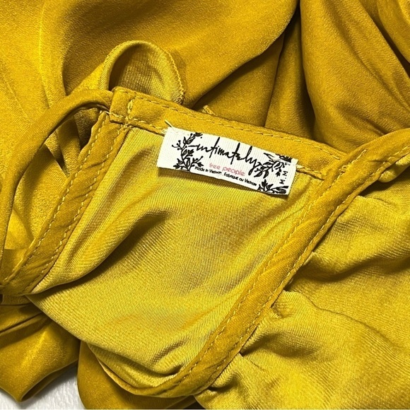 Free People Want Your Love Absinthe in Gold Yellow Mini Ruffle Tie Back Dress - Picture 6 of 10